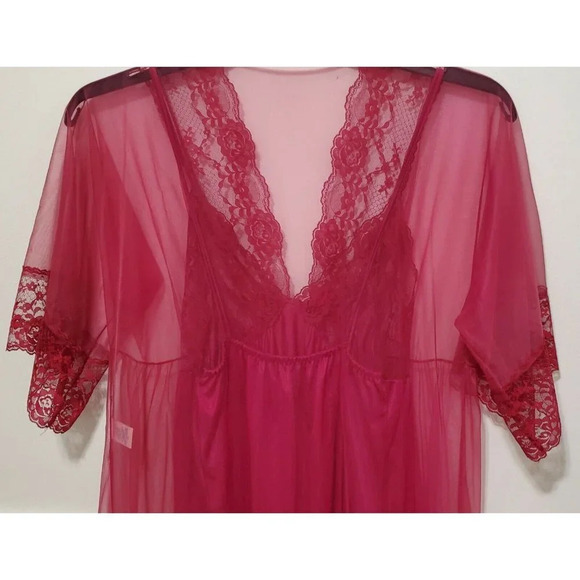 VTG Fuchsia Pink Maxi Gown & Sheer Robe - Picture 5 of 12